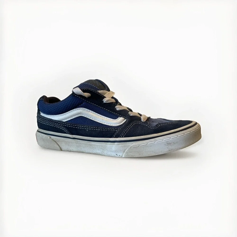 VANS Caldrone Sneakers Blue Suede Mesh Skater Shoe Youth‎ Size 5